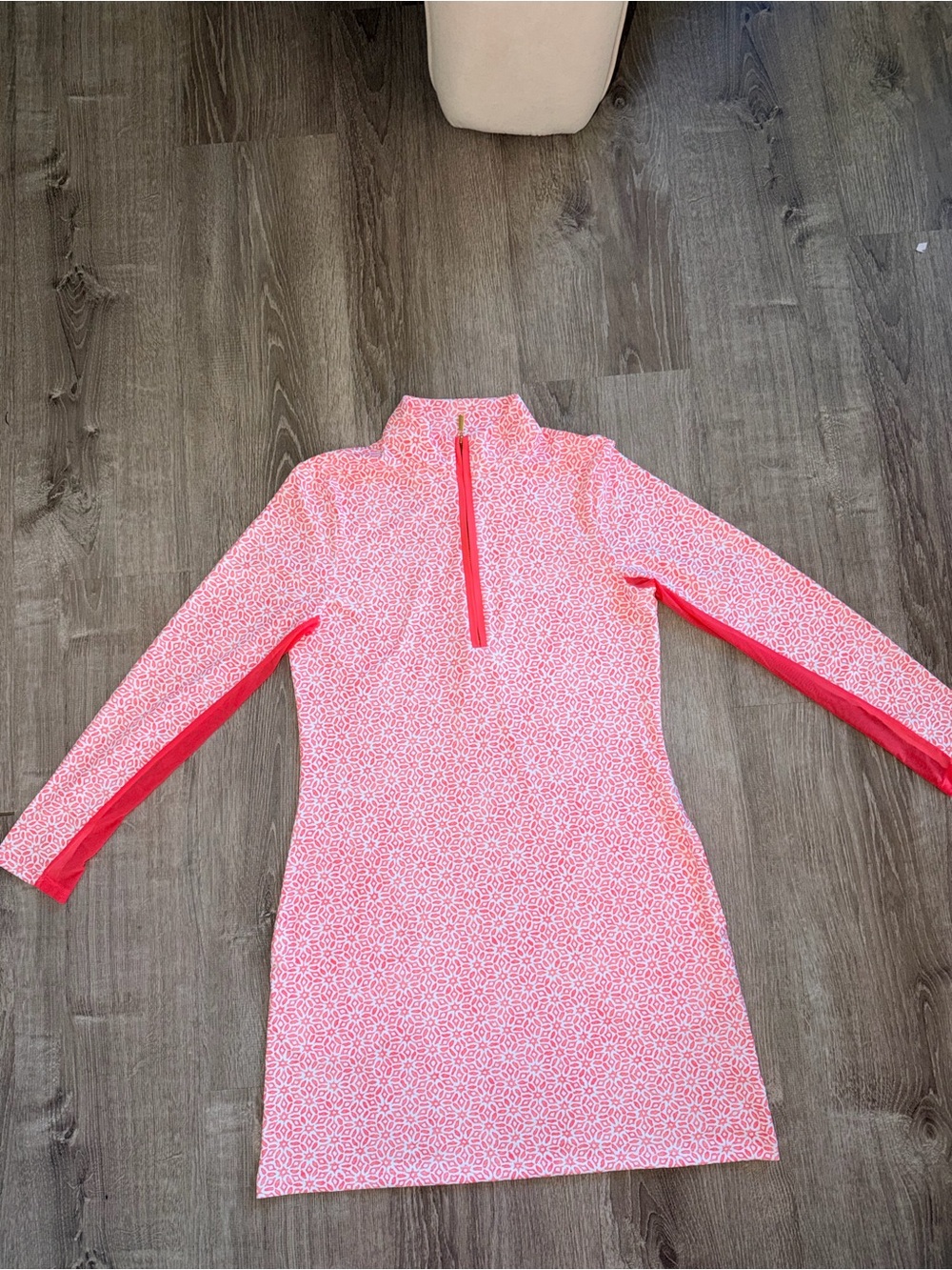 Cabana Life Girls' Pink Patterned Long-Sleeve Swim Dress